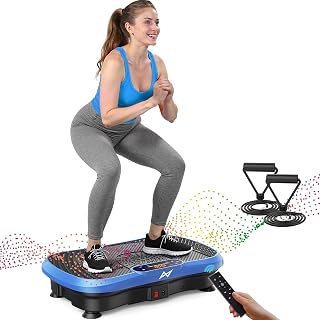 AXV Vibration Plate Exercise Machine Fitness Platform Body Vibrating Board | Powerful 200W Oscillating 120 Level Curved Design Shake Plate for Lymphatic Drainage Recovery Whole Body Toning With Handles