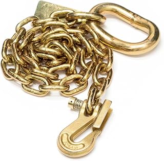 KingChain 426141 1/2-inch x 5 ft. Gold Chromate Tractor Safety Binder Chain with Clevis Grab Hook and Attachment Ring, 11350 lb. Load Capacity, Grade 70, for Farming, Logging, Construction
