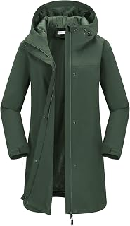 33,000ft Manteau de pluie long imperméable pour femme avec maille filet respirante avec capuche