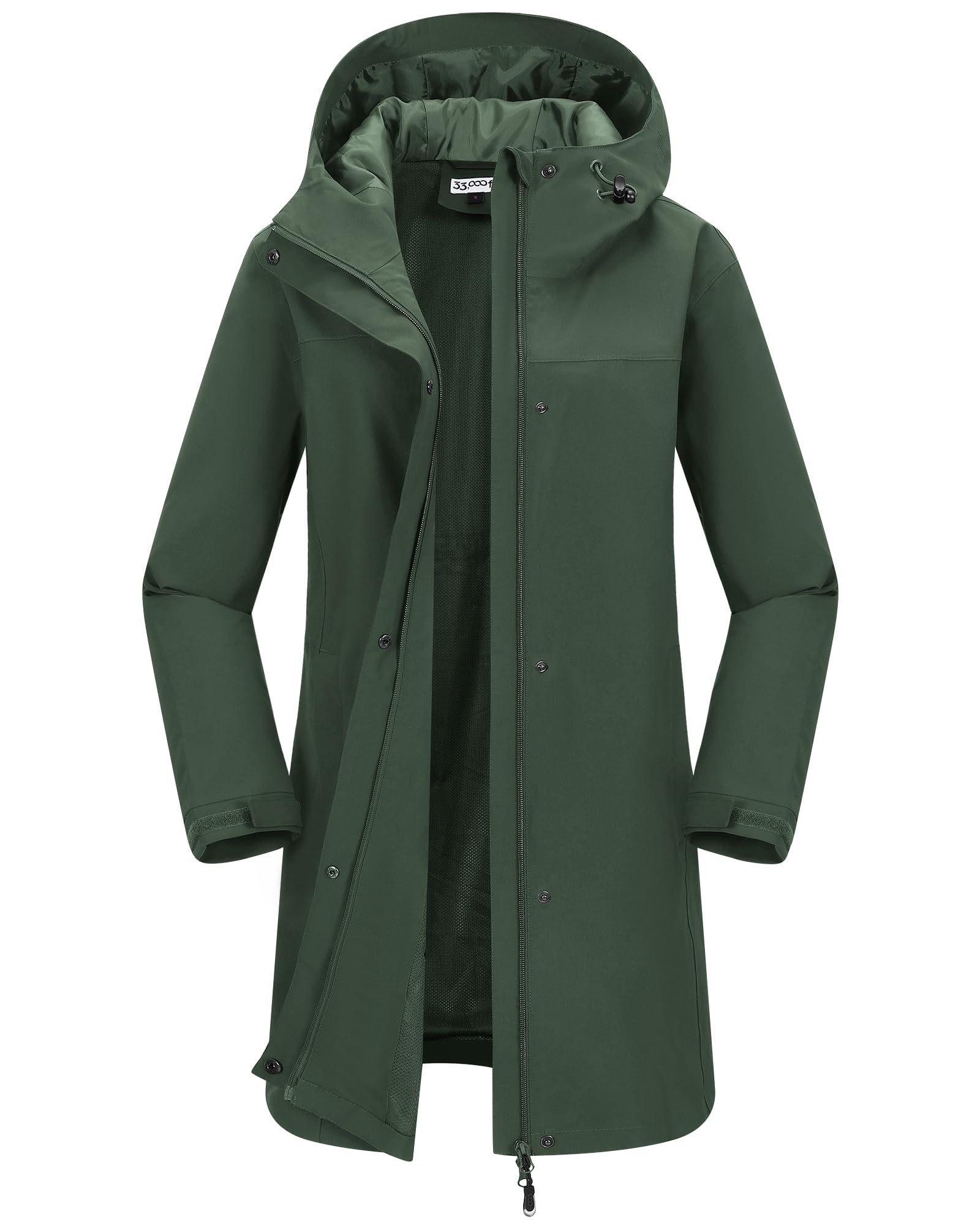 33,000ft Manteau de pluie long imperméable pour femme avec maille filet respiran