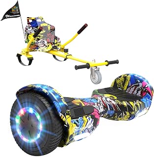 EVERCROSS Hoverboards with Seat Attachment Hoverkart, Bluetooth, LED Light | 6.5in Hover Board Go Kart for Kids Adults with Dual Motors, up to 9 MPH, 10-mile Range, 31-44.5'' adjustable hoverkart seat