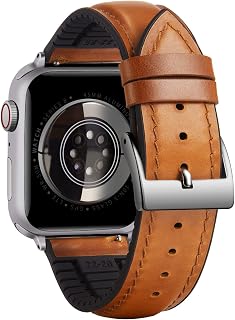 BINLUN Strap Compatible with Apple Watch 49mm 46mm 45mm 44mm 42mm 41mm 40mm 38mm Oil Wax Leather and Silicone Bands Compatible with iWatch Ultra2 Ultra SE2 SE Series 10/9/8/7/6/5 4/3 2/1