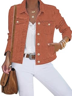 luvamia Women's Basic Button Down Stretch Fitted Long Sleeves Denim Jean Jacket