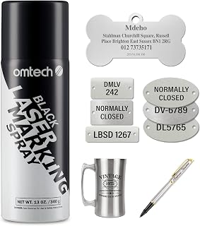 OMTech Laser Marking Spray, 1pcs 13oz, Black Marking for CO2 Laser on Metal | Aerosol | High Contrast | for Aluminum Stainless Steel Brass More | for CO2 or Diode Laser Engravers