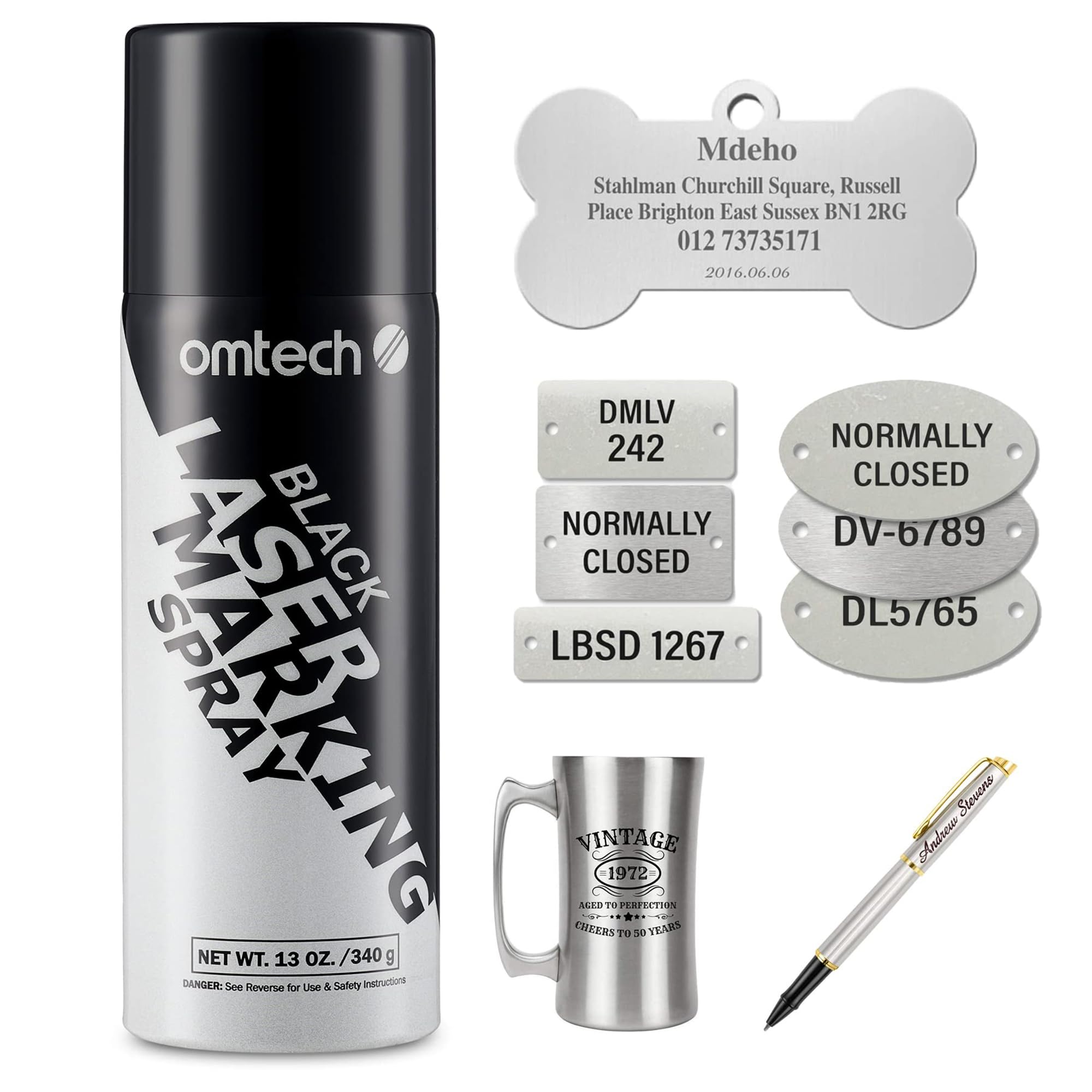 OMTech Laser Marking Spray, 1pcs 13oz, Black Marking for CO2 Laser on Metal | Ae