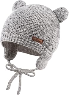 XIAOHAWANG Baby Winter Knitted Hat Child Beanie Bear Hats Girl Boy Face Ear Protect