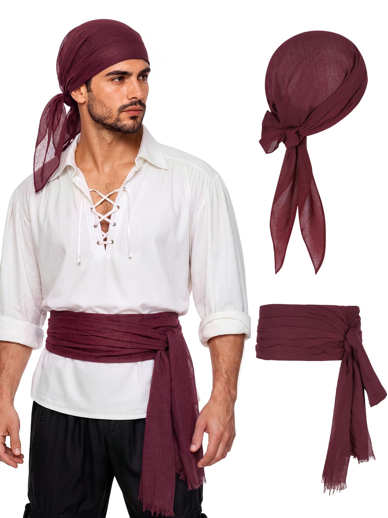 American Trends Pirate Bandana Sash, Pirate Hat Headband Halloween Costume