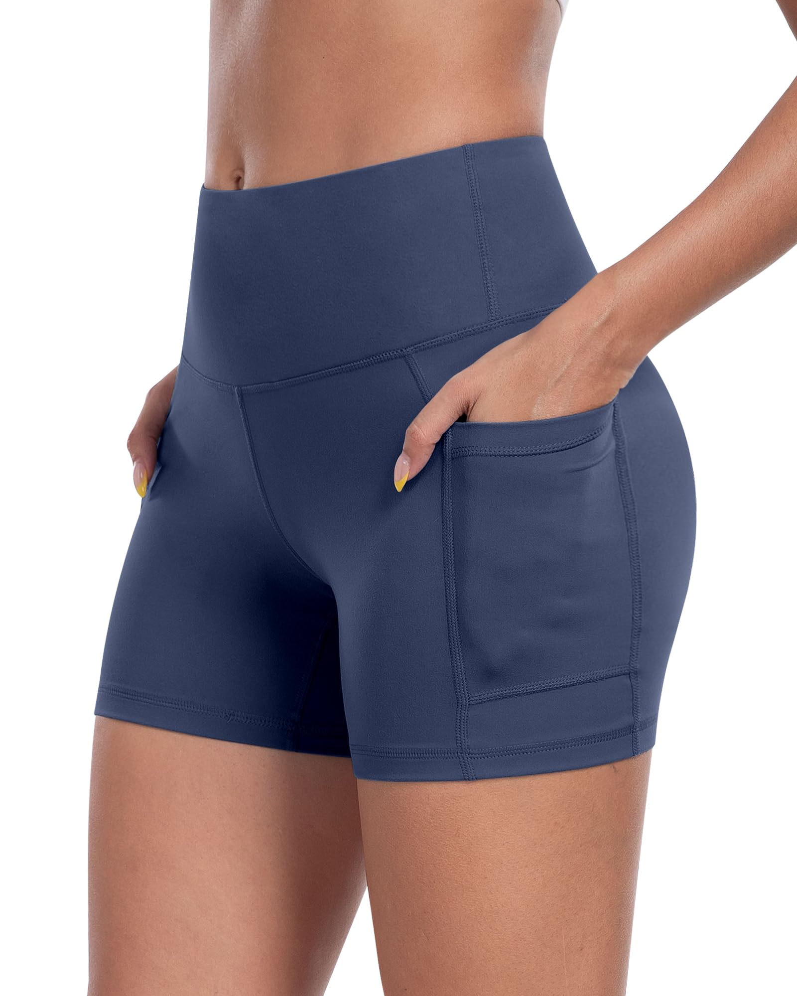 Biker Shorts Women 5 in High Waist Tummy Control Yoga Shorts with Pockets for Wo