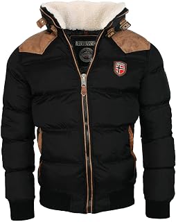 Geographical Norway - Men's Winter Warm Quilted Jacket Black XXXXXL, Black, 5XL