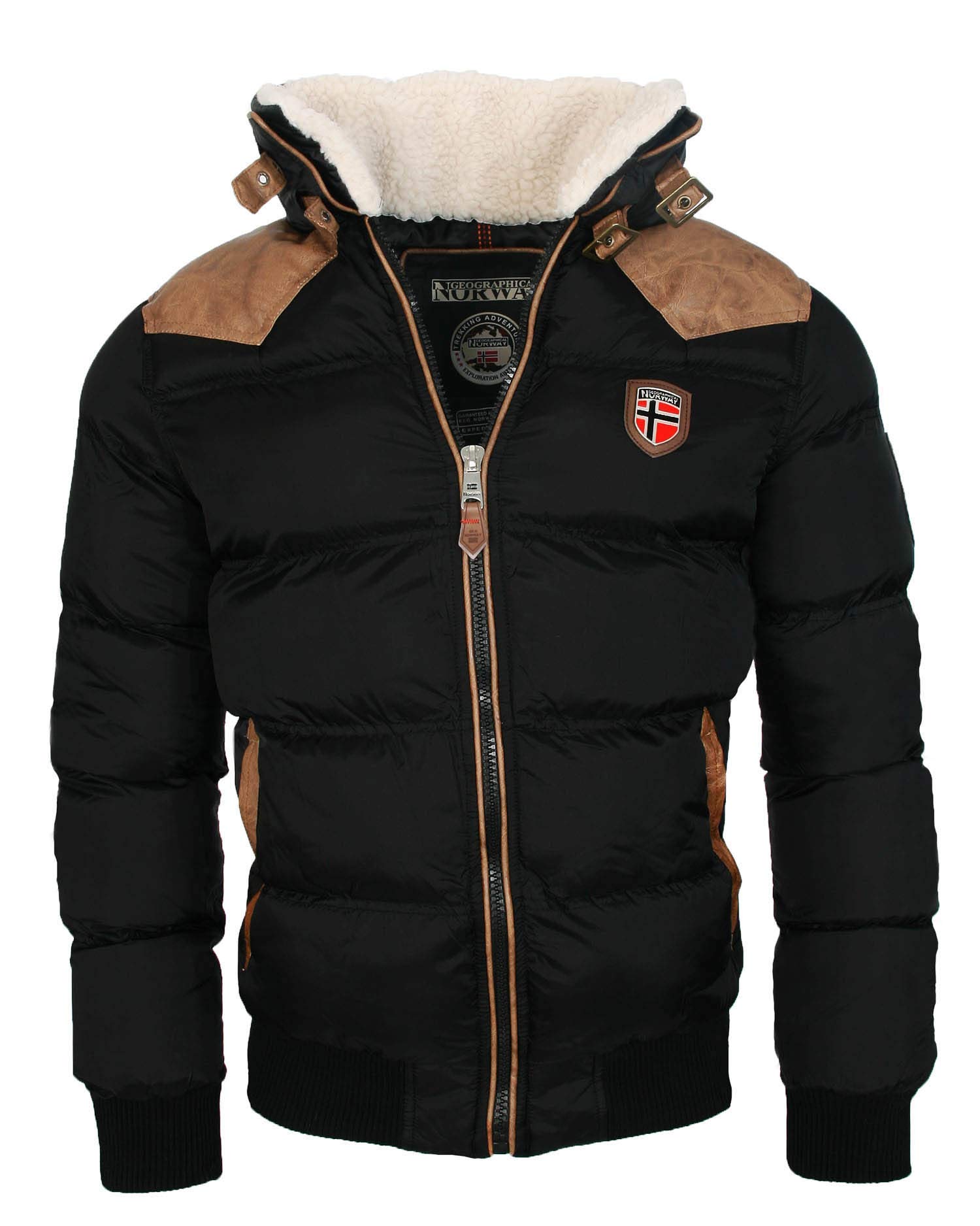 Geographical Norway - Men's Winter Warm Quilted Jacket Black XXXXXL, Black, 5XL