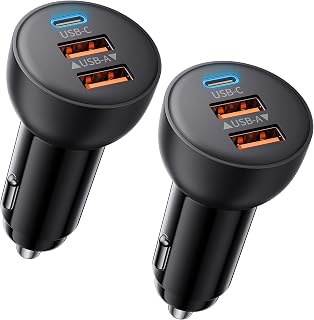 USB C Car Charger, 2 Pack 70W Fast Charging Cigarette Lighter USB Charger | 3-Port PD/QC Car Phone Adapter Accessories, for iPhone 18/17/16/15/14/13/12 Pro Max, iPad, Pixel, Galaxy S26/S25/S24, Android