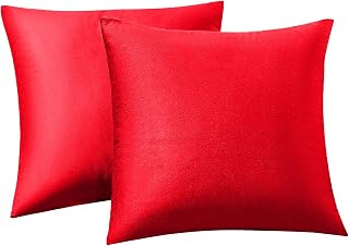 RainRoad 2 Pack Christmas Pillow Covers Soft Velvet Decorative Pillow Covers for Couch Bed 20x20 Inch Red