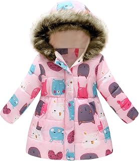 amropi Children's Girls Floral Hooded Jacket Winter Jackets Coats for 2-10 Years