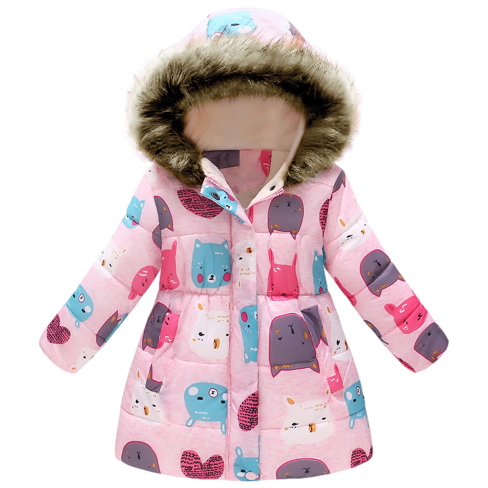 amropi Children's Girls Floral Hooded Jacket Winter Jackets Coats for 2-10 Years