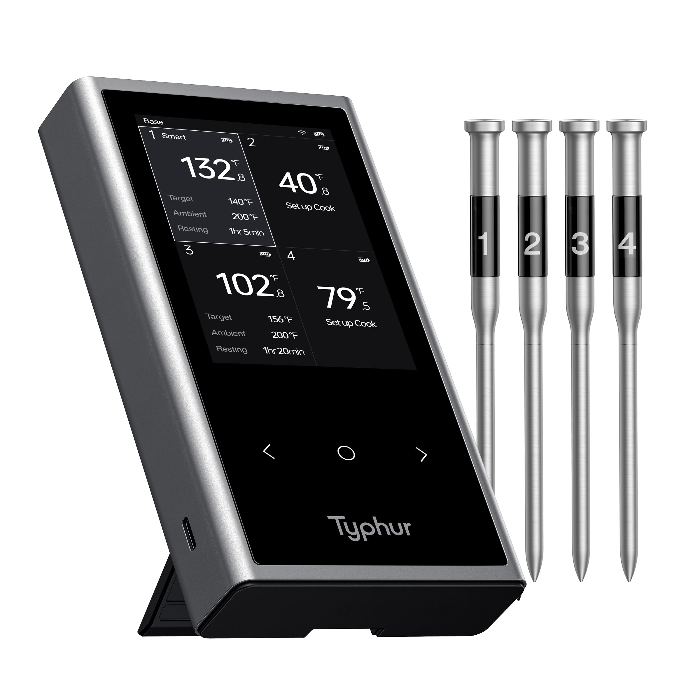 Typhur Sync Wireless Meat Thermometer Quad Gen 2 | 4 Probes | 6 Sensors | LCD Di