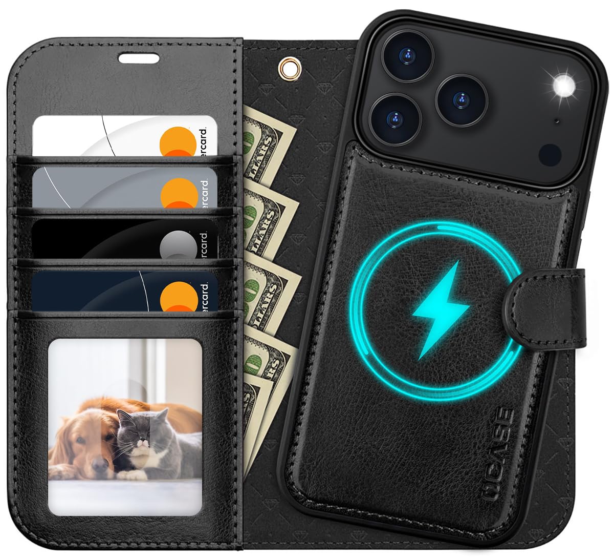 OCASE for iPhone 18 Pro Max/ 17 Pro Max Detachable Wallet Case, Black | Card Hol