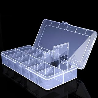 Plastic Organizer Box,Tackle Box Organizer with Adjustable Dividers | Bead Storage Plastic Compartment Container for Jewelry, Beads, Earrings, Fishing Hooks, Craft, Screws, Nails, Small Tools