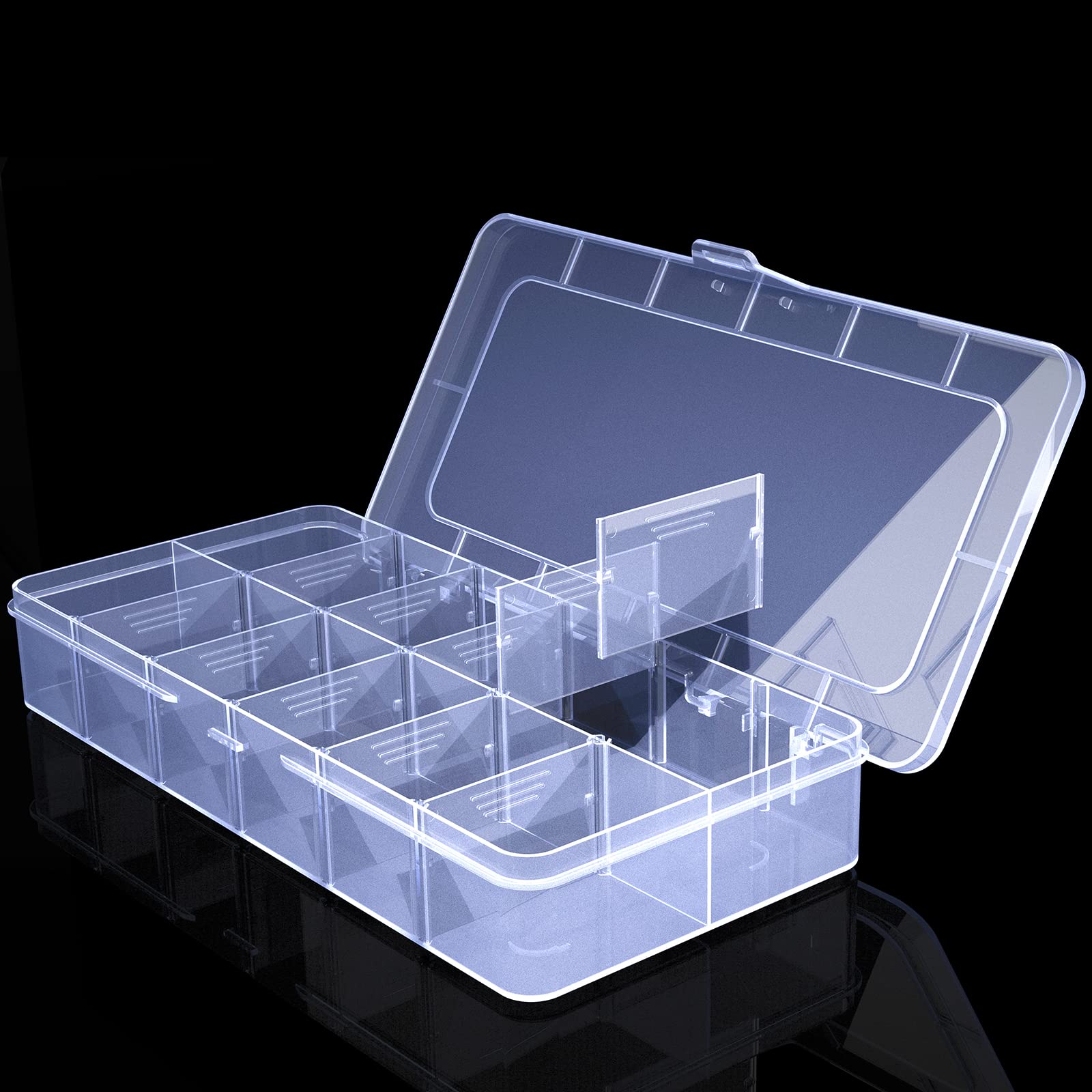 Plastic Organizer Box,Tackle Box Organizer with Adjustable Dividers | Bead Stora