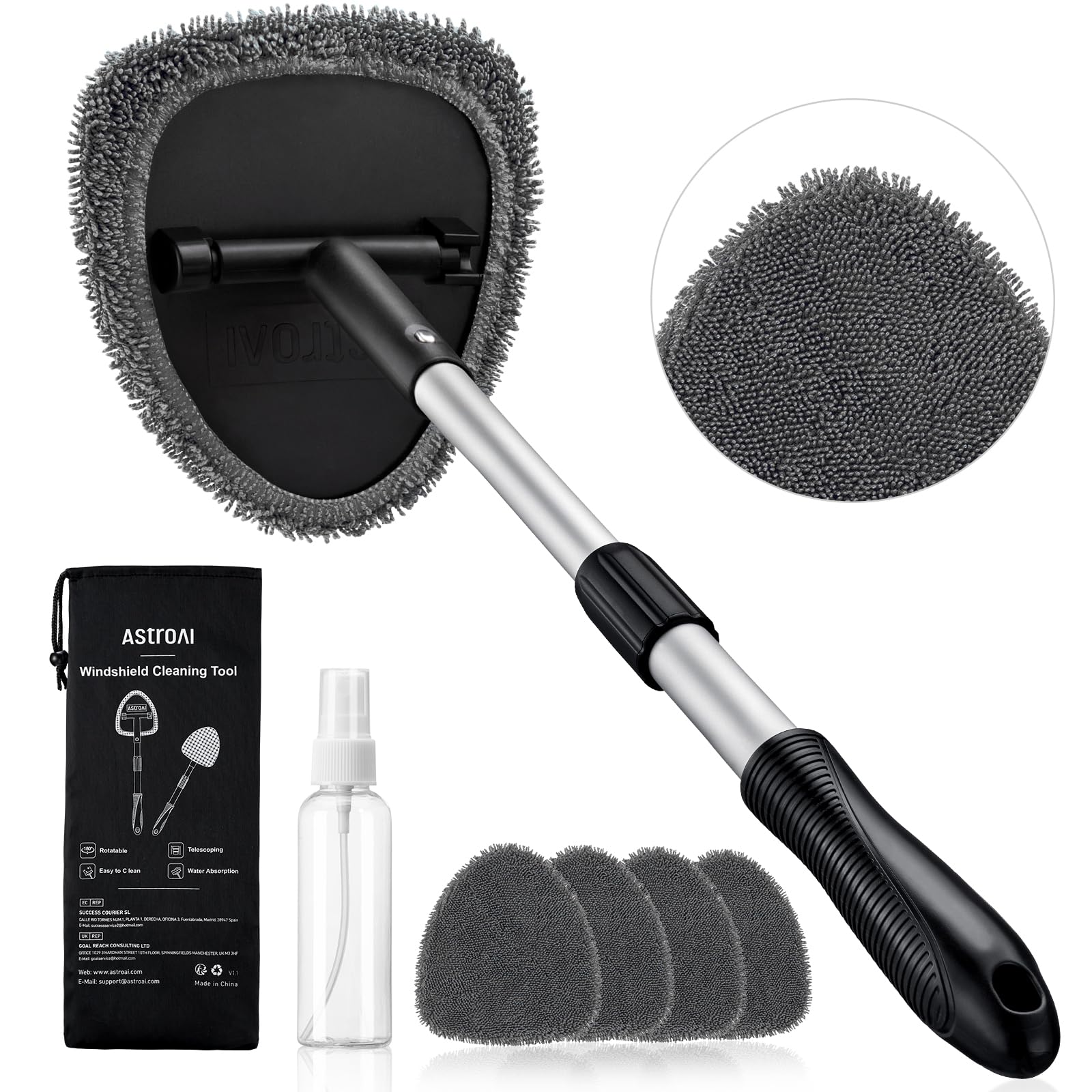 AstroAI 21" Extra-Long Windshield Cleaner Tool &amp; Car Interior Detailing