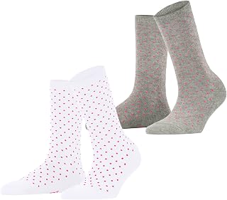 ESPRIT Womens Fine Dot 2-Pack Breathable Sustainable Organic Cotton Thin Reinforced Soft Flat Toe Stitching Polka Dot Pattern Multipack 2 Pairs