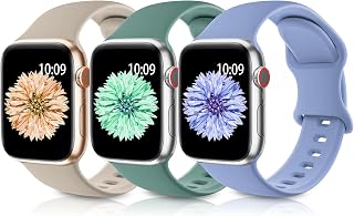 Higgs Pack of 3 Silicone Sports Bracelets Compatible with Apple Watch Strap 40 mm 41 mm 38 mm 42 mm 44 mm 45 mm 46 mm 49 mm Women Men Replacement Soft Band for iWatch SE Series 10 9 8 7 6 5 4 3 2 1