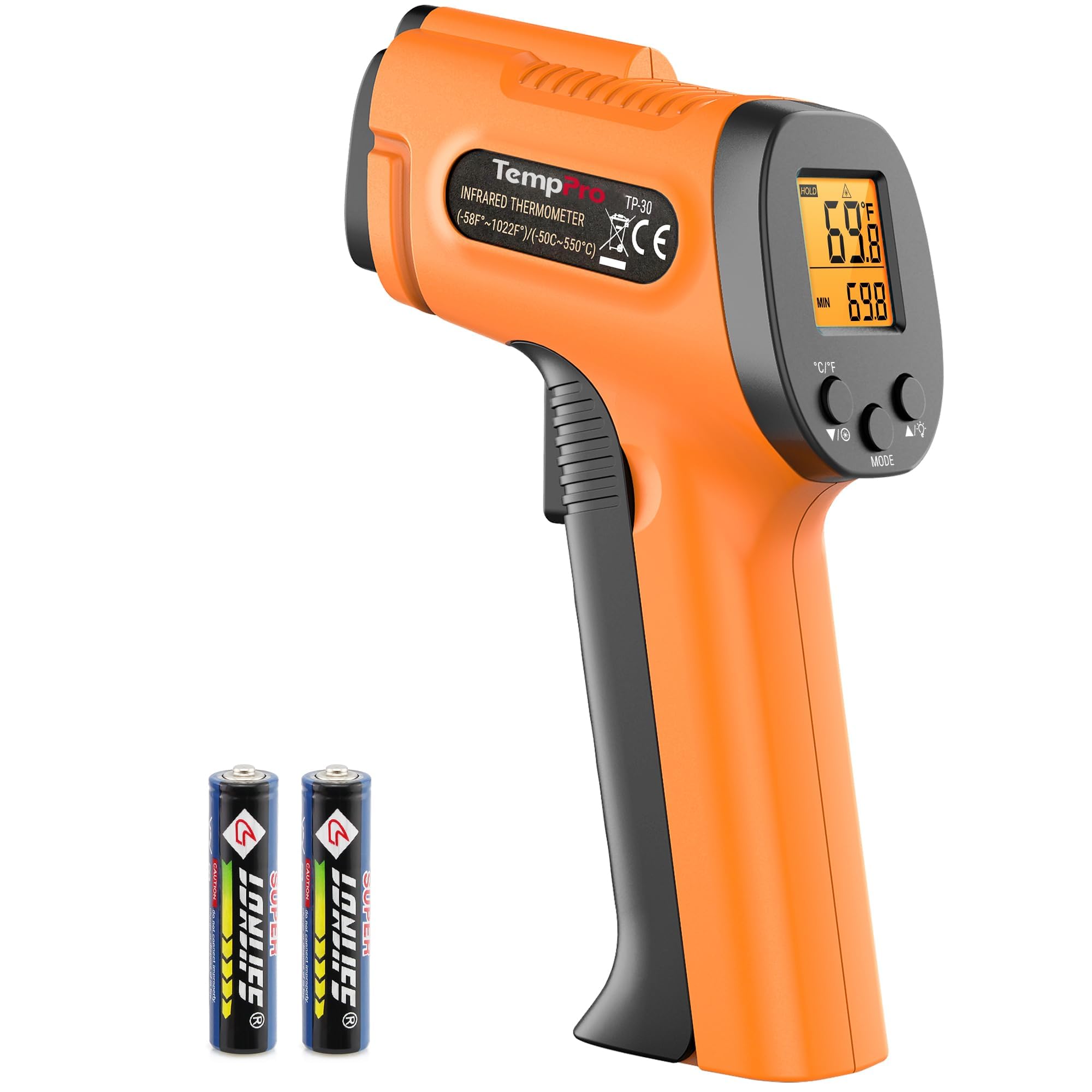 TempPro TempScan Infrared Thermometer Gun for Pizza Oven Griddle HVAC | Temperat