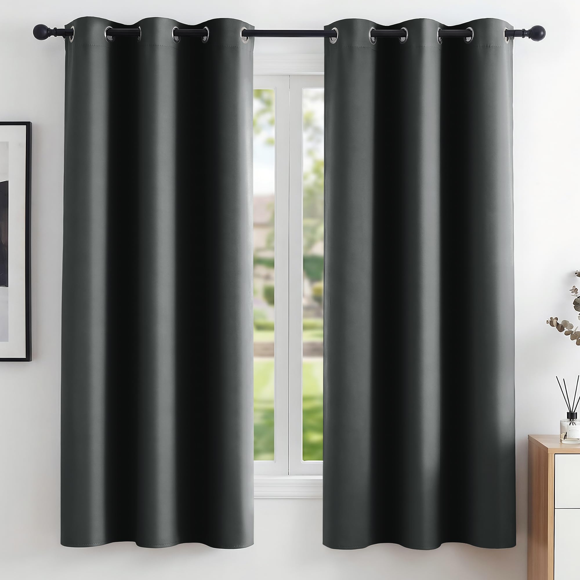 Deconovo Blackout Curtains 2 Panels – 63 Inches Long Thermal Insulated, Soundpro