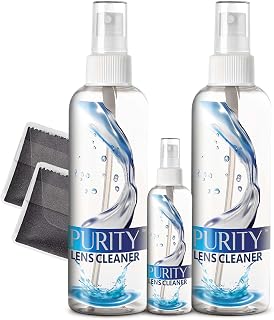 Purity Eyeglass Lens Cleaner Kit - 2 x 8oz and 1 x 2oz Lens Cleaner | 2 Microfiber Cleaning Cloths Included - Safe for All Lenses (AR Coated Included), Eyeglasses and Screens - Clear