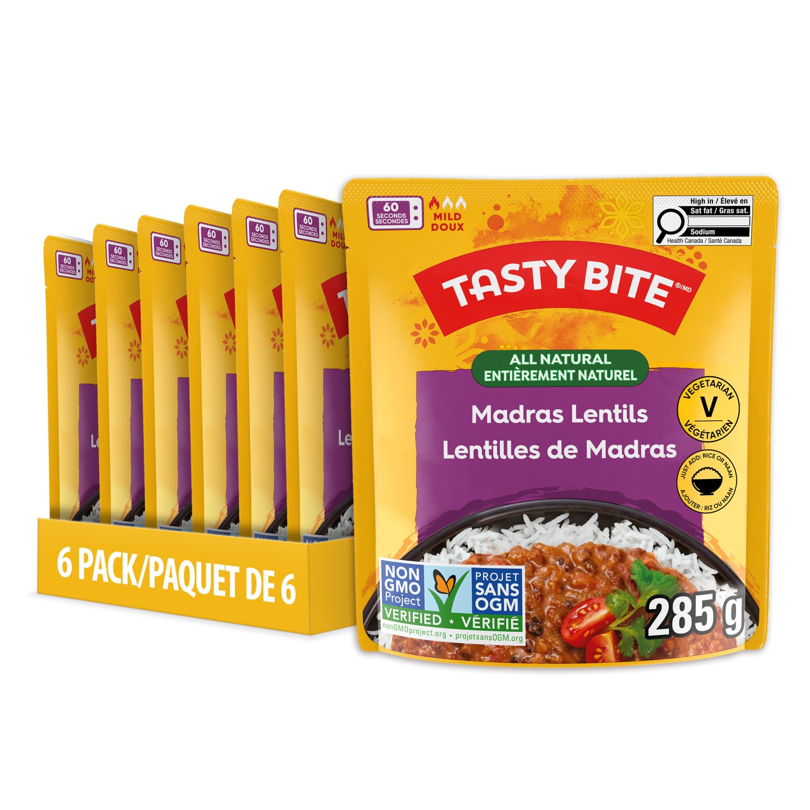TASTY BITE Madras Lentils All Natural Indian Entree, 6PK CASE