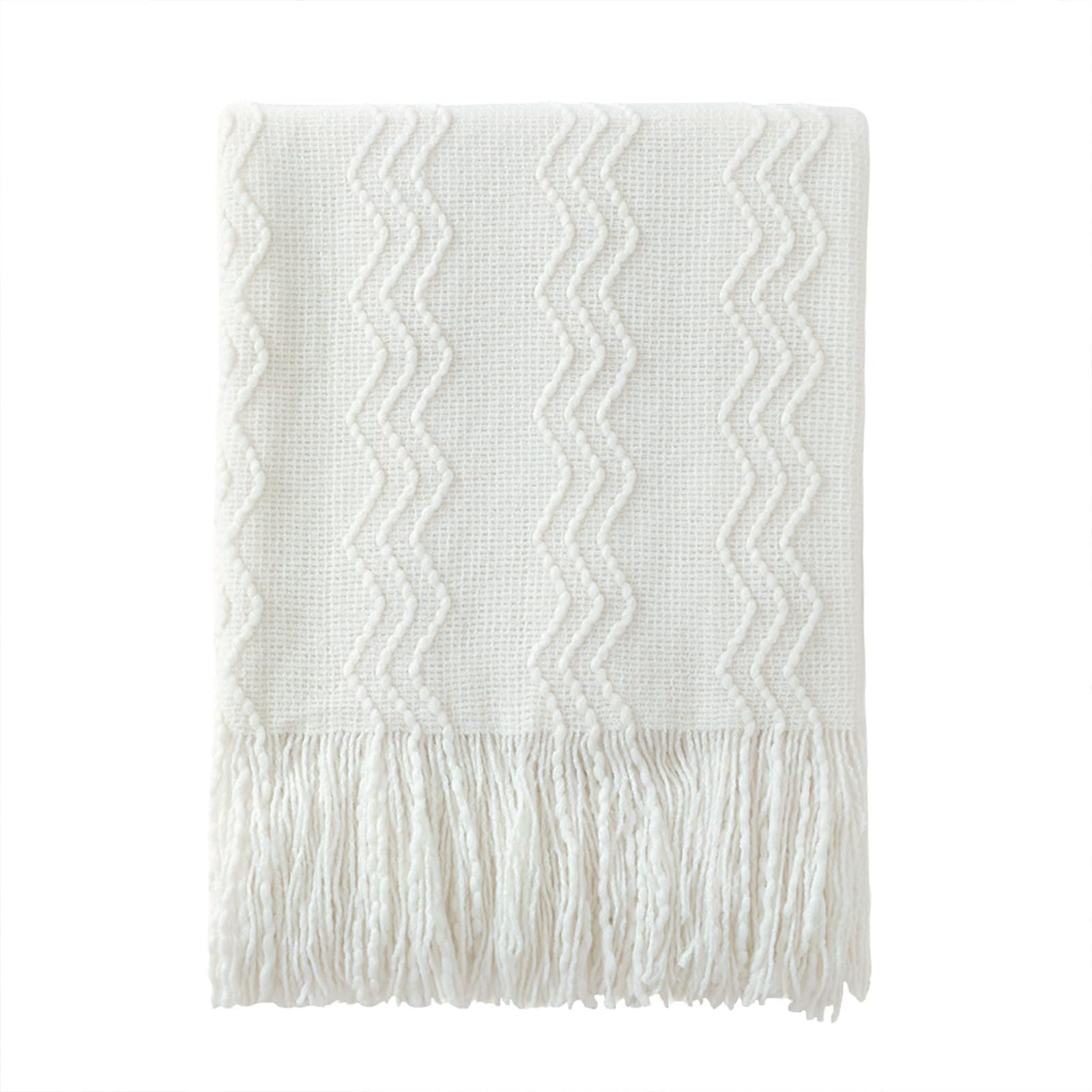 BOURINA Off White Throw Blanket 50x60 Inch Knitted Soft Throw Sofa Blanket