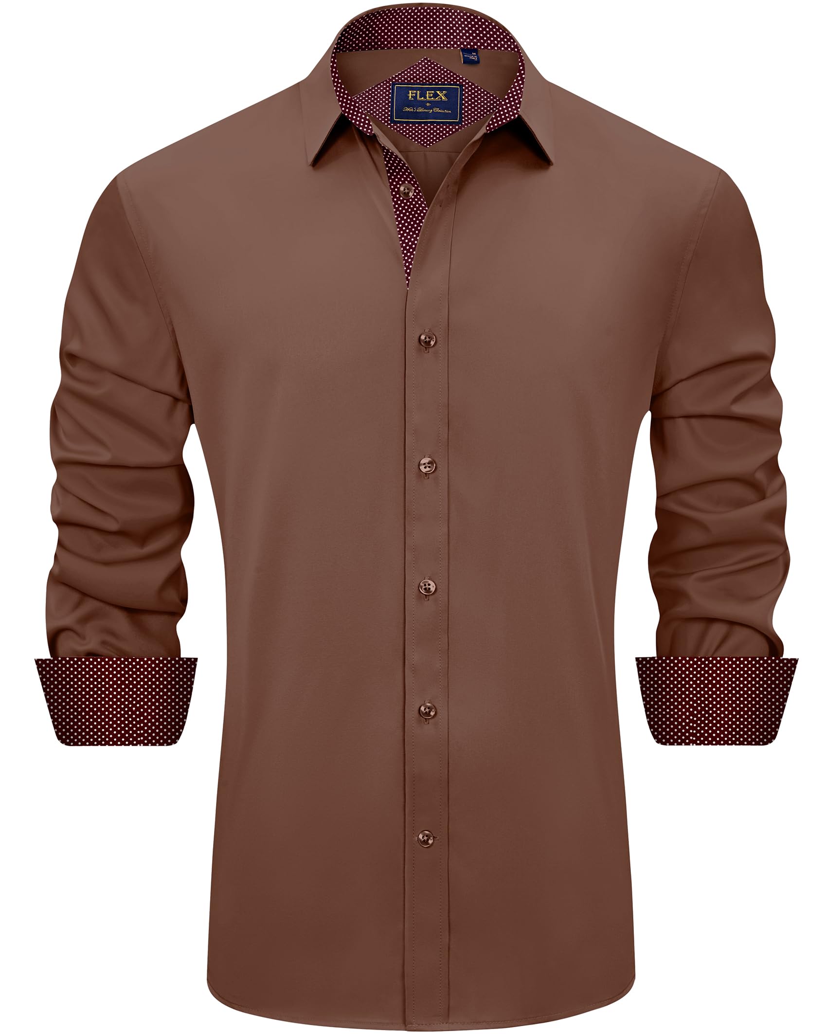 J.VER, Mens Casual Long Sleeve Stretch Wrinkle Free Regular Fit Button Down Shir