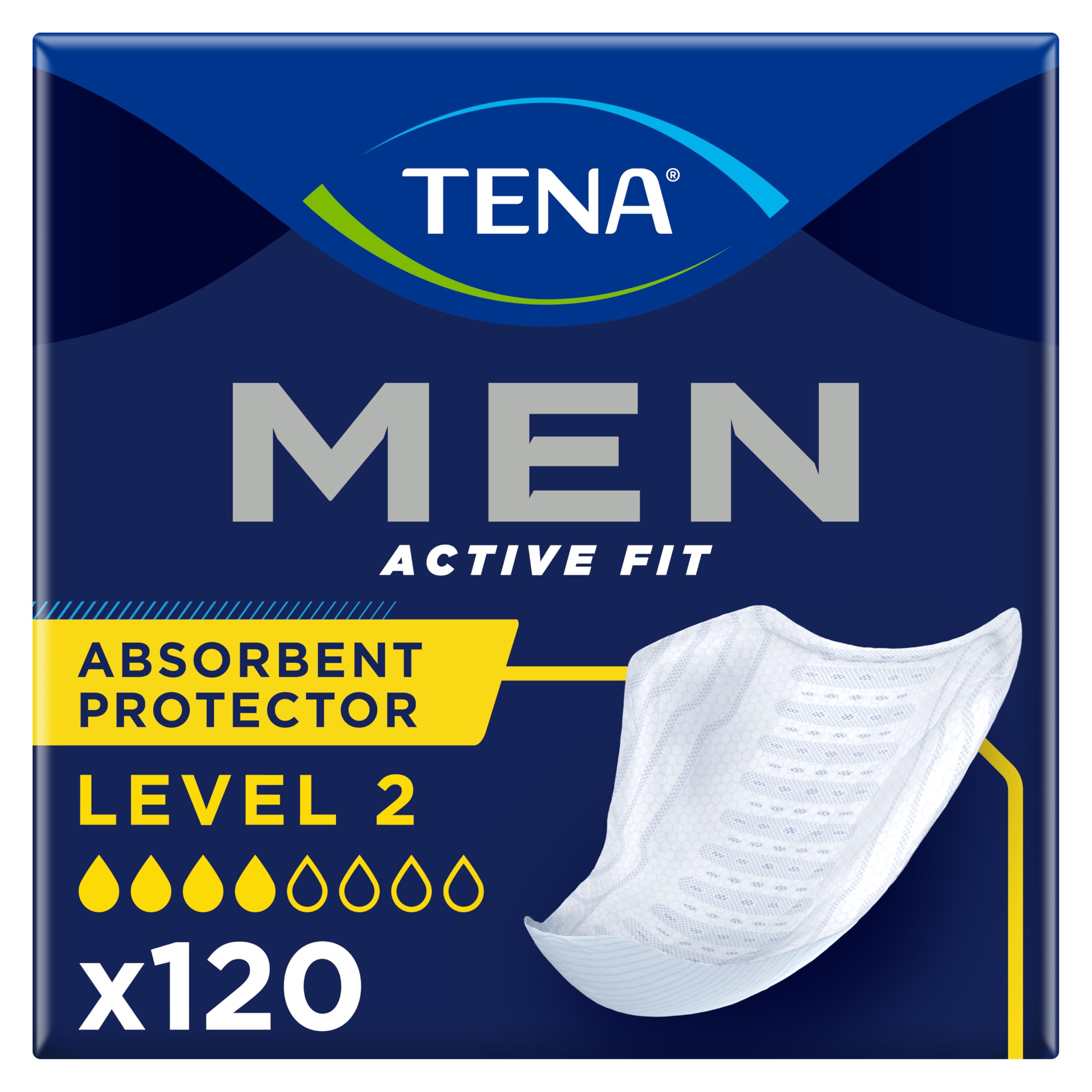 TENA Men Active Fit Absorbent Protector, Level 2, 12 Packs (120 Count)