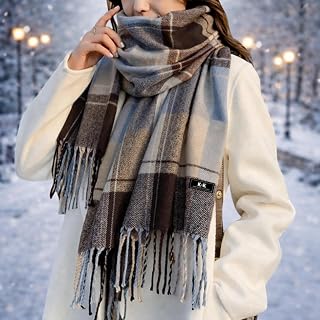 Winter Tartan Scarf for Women - Long Soft Plaid Warm Scarf Shawl Blanket Scarves for Women Shawl Long Stole
