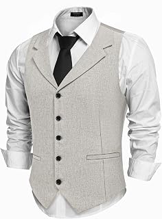 COOFANDY Chaleco de traje para hombre, ajustado, con solapa, informal, formal