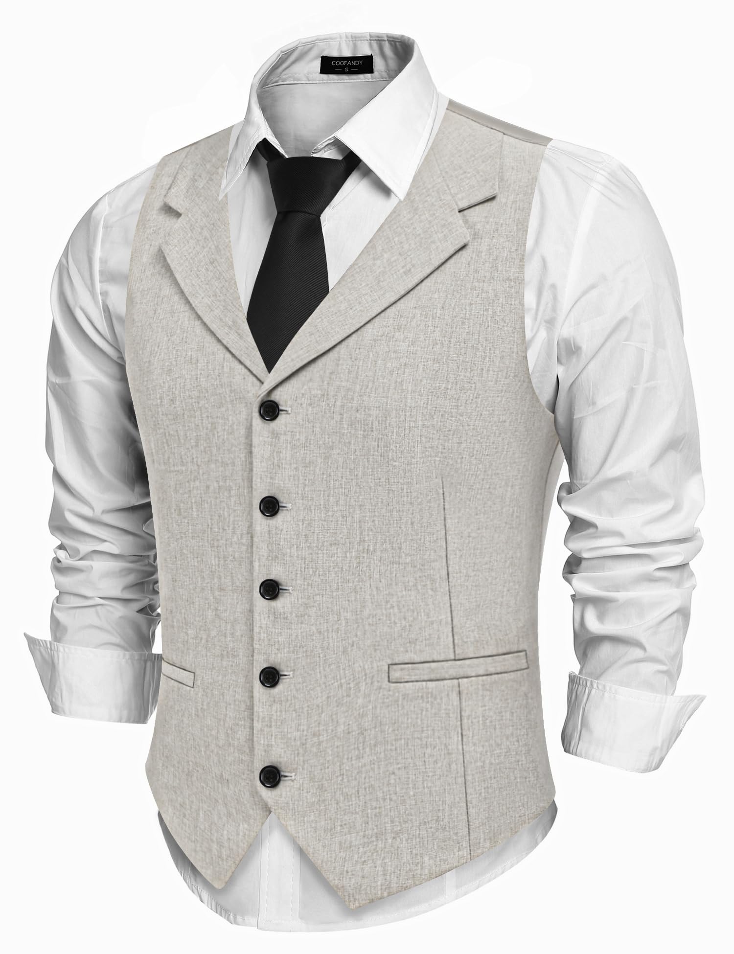 COOFANDY Chaleco de traje para hombre, ajustado, con solapa, informal, formal