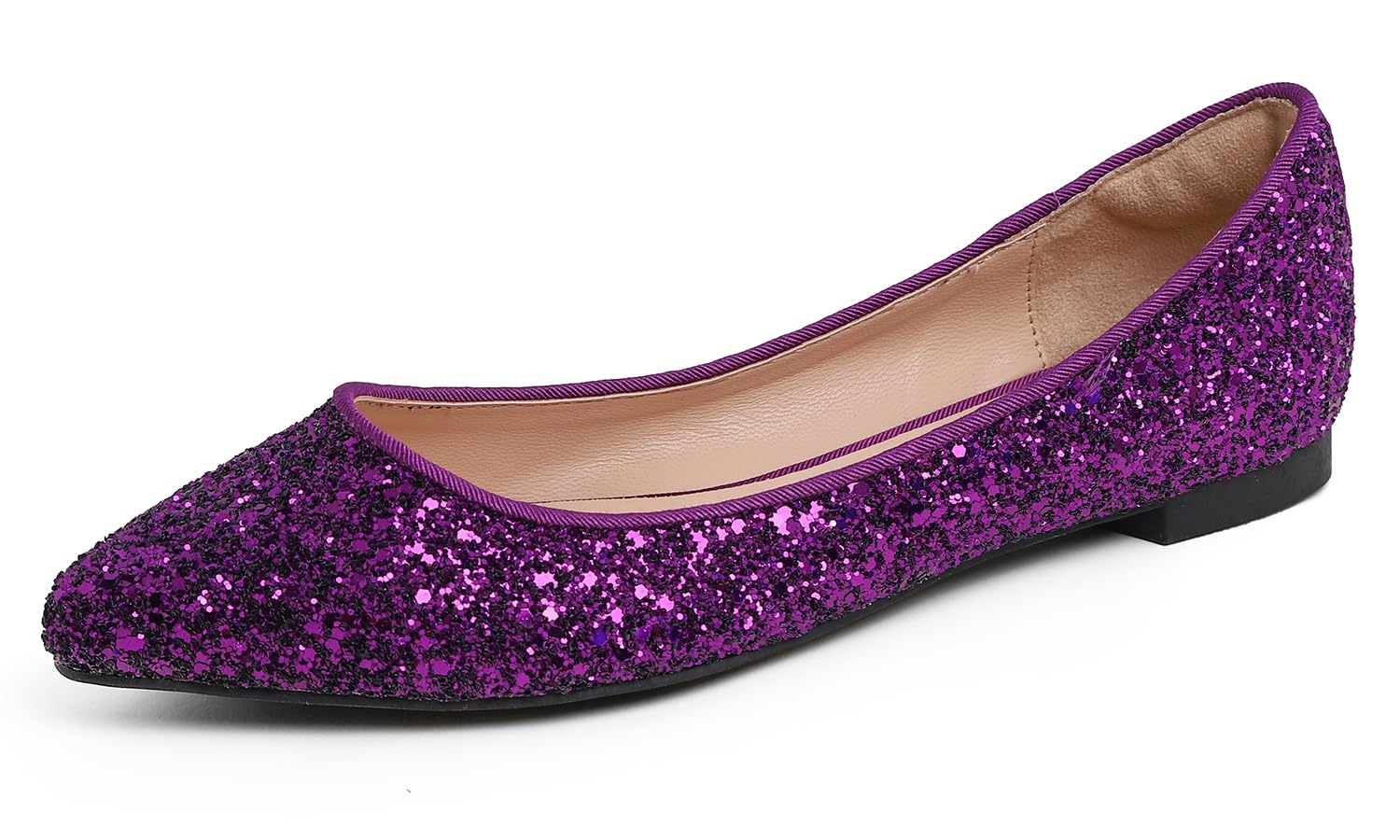 Feversole Shiny Sequins Ballet Flats Colourful with Memory Foam Cushion for Wome