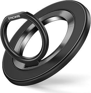 SYNCWIRE Magnetic Phone Ring Holder for MagSafe, Ring Stand Finger Grip Kickstand With Two-Sided Magnetic Compatible iPhone 18 Pro Max 17 16 15 14 13 12, Android