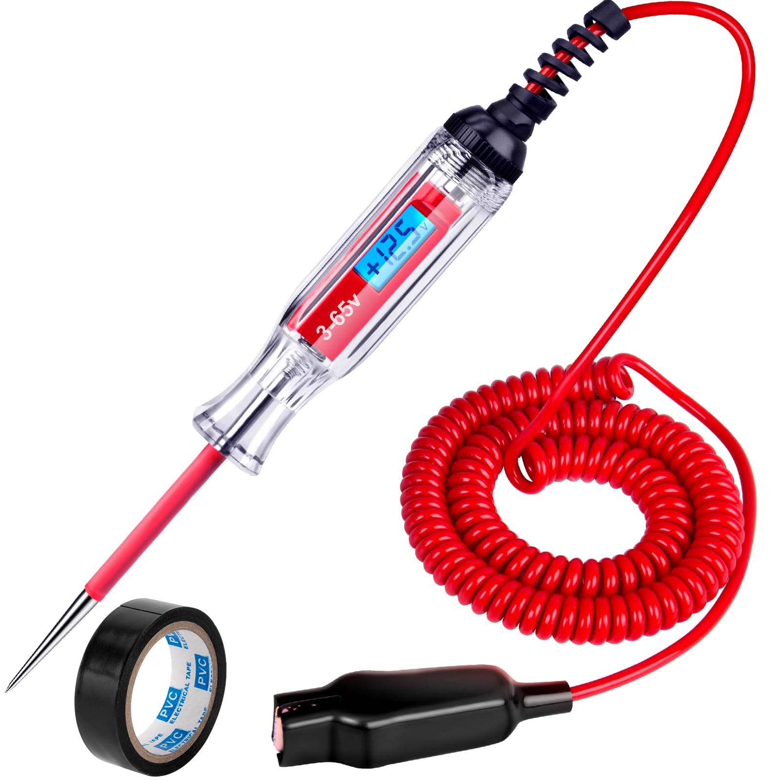 Heavy Duty 3-65V DC Test Light Automotive, 140" Spring Wire Circuit Tester 