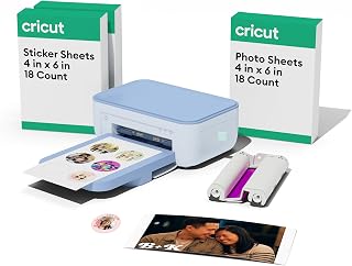 Cricut StickerPix Print™ Essential Bundle, Powder Blue | All-in-One Photo Printer, Label Maker, & Sticker Maker Machine - Includes Pre-Cut Sticker & Photo Paper - 300 DPI