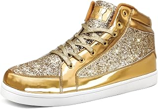 IGxx Glitter Shoes Mens High Top Flashing Party Casual Lace-up Sneakers for Men