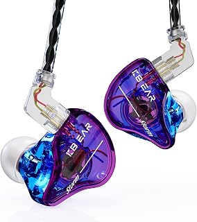 YINYOO KBEAR Storm Professional in Ear Monitor Earphones for Singers Drummers Musicians Bassists, Custom Wired Earbuds in Ear Headphones IEM, Hi Res Detachable OFC Silver-Plated Cable