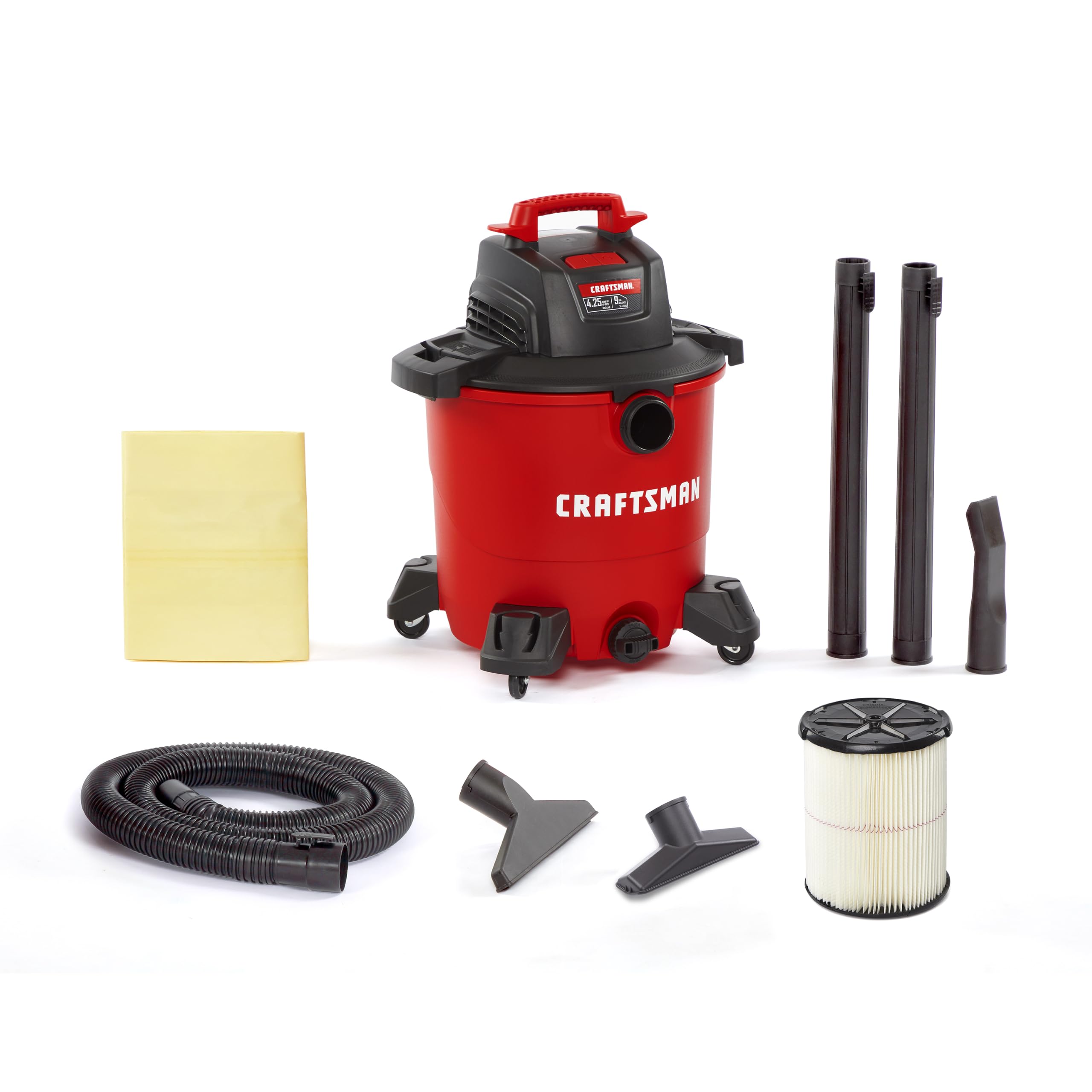 CRAFTSMAN CMXEVBE17590 9 Gallon 4.25 Peak HP Wet Dry Shop Vacuum | General Purpo