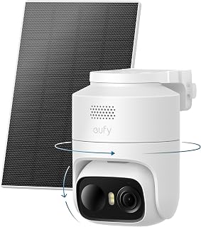 eufy Security eufyCam C37, Solar Cameras Wireless Outdoor,2K Resolution | 360° Pan & Tilt AI Tracking, Human/Pet/Vehicle Detection, Flexible Solar Panel, Color Night Vision, No Monthly Fee
