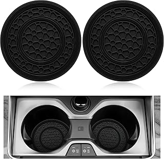2 PCS Car Cup Holder Coaster, 2.71 Inch Non-Slip Auto Cup Coasters Anti Dust Mats, Universal Waterproof PVC Drink Holder Insert Coaster Insulated Pads for Most Vehicles (Black)