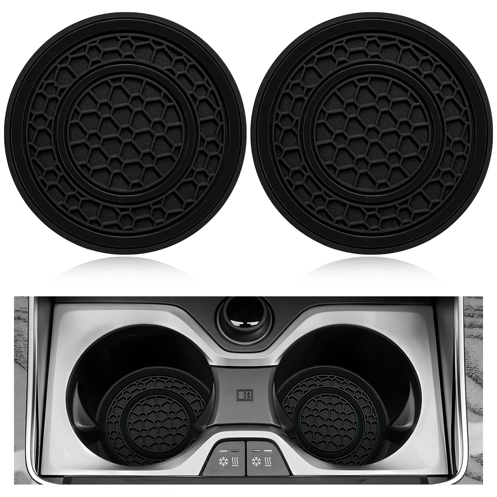 2 PCS Car Cup Holder Coaster, 2.71 Inch Non-Slip Auto Cup Coasters Anti Dust Mat