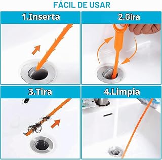 5 Pack Drain Snake, 20 Inch Durable Flexible Sink Snake Cleaner Auger Tool with Trimmed Teeth for Kitchen Bathroom Shower Bathtub Toilet