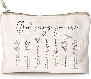 Christian Gifts for Women, God Says You Are Inspirational Makeup Bag | Small Cosmetic Bag for Purse, Faith-Based Religious Gift for Teen Girls, Sisters, Friends, Moms and Coworkers