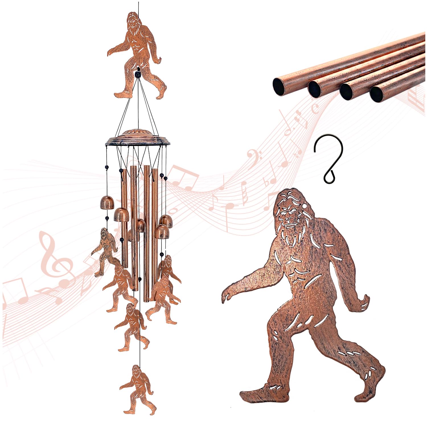 TIGGSY Bigfoot Wind Chimes Outdoor Big Foot Sasquatch Gifts for Men/Women/Dad/Bi