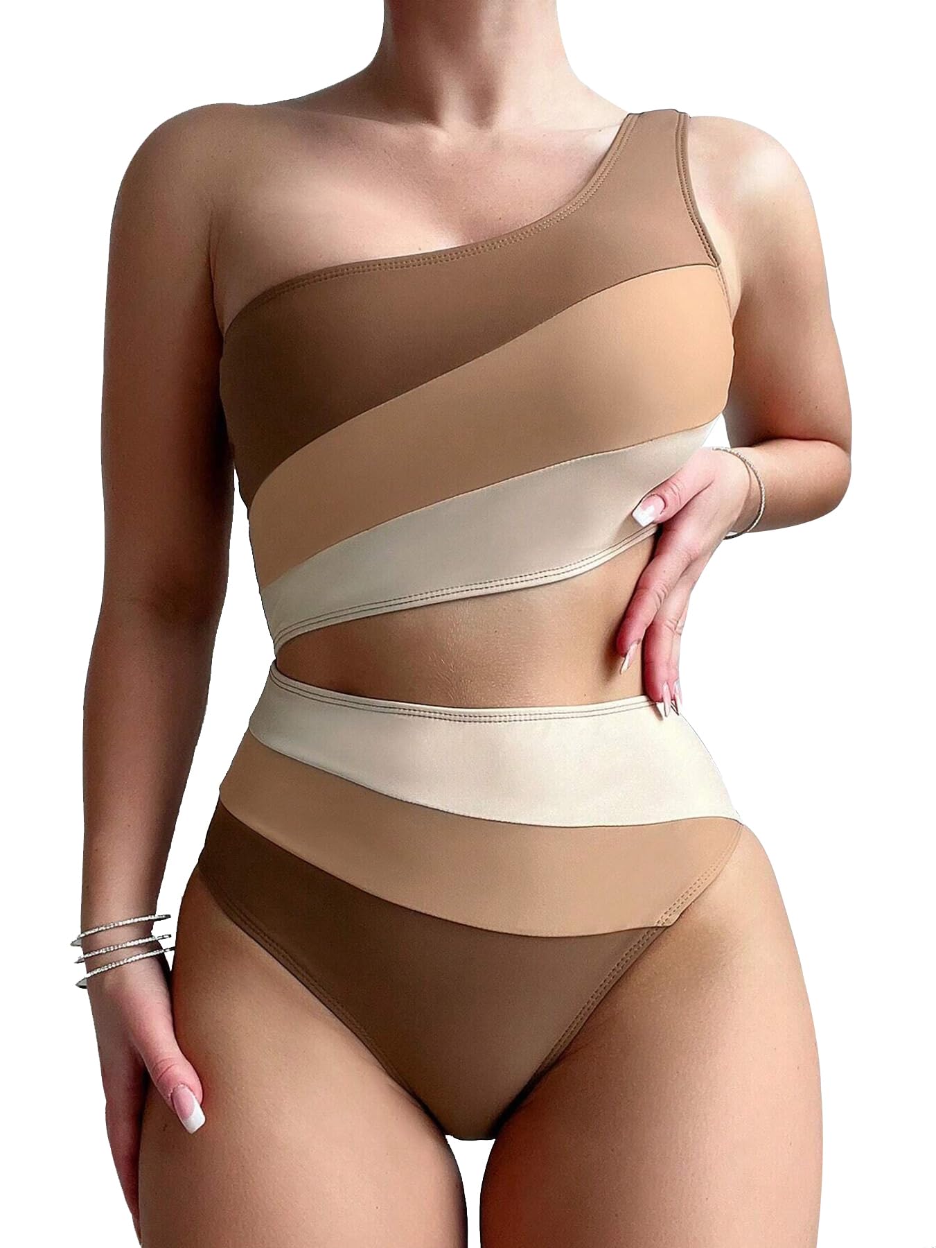 Leoparts One Piece Swimsuits Monokini Monokini One Shoulder Cutout High Swimwear