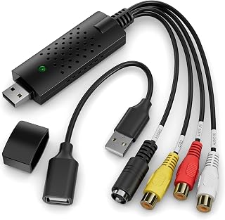 VIXLW Video Capture Card, RCA to USB Video Capture Device, USB 2.0 VHS to Digital Converter, Video Converter, Convert VCR to Digital from VHS Mini DV Hi8 DVD for MAC/PC
